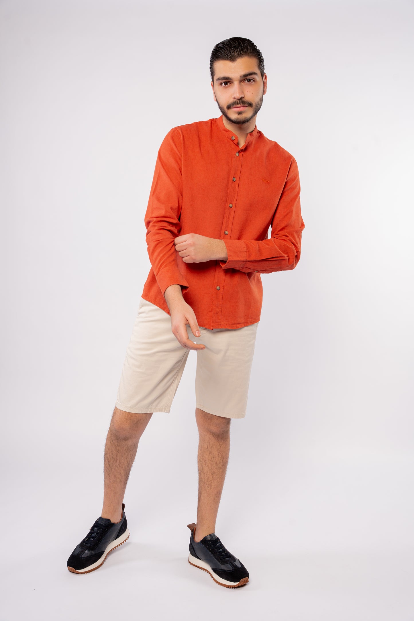 VERMILLION CHINESE LINEN SHIRT