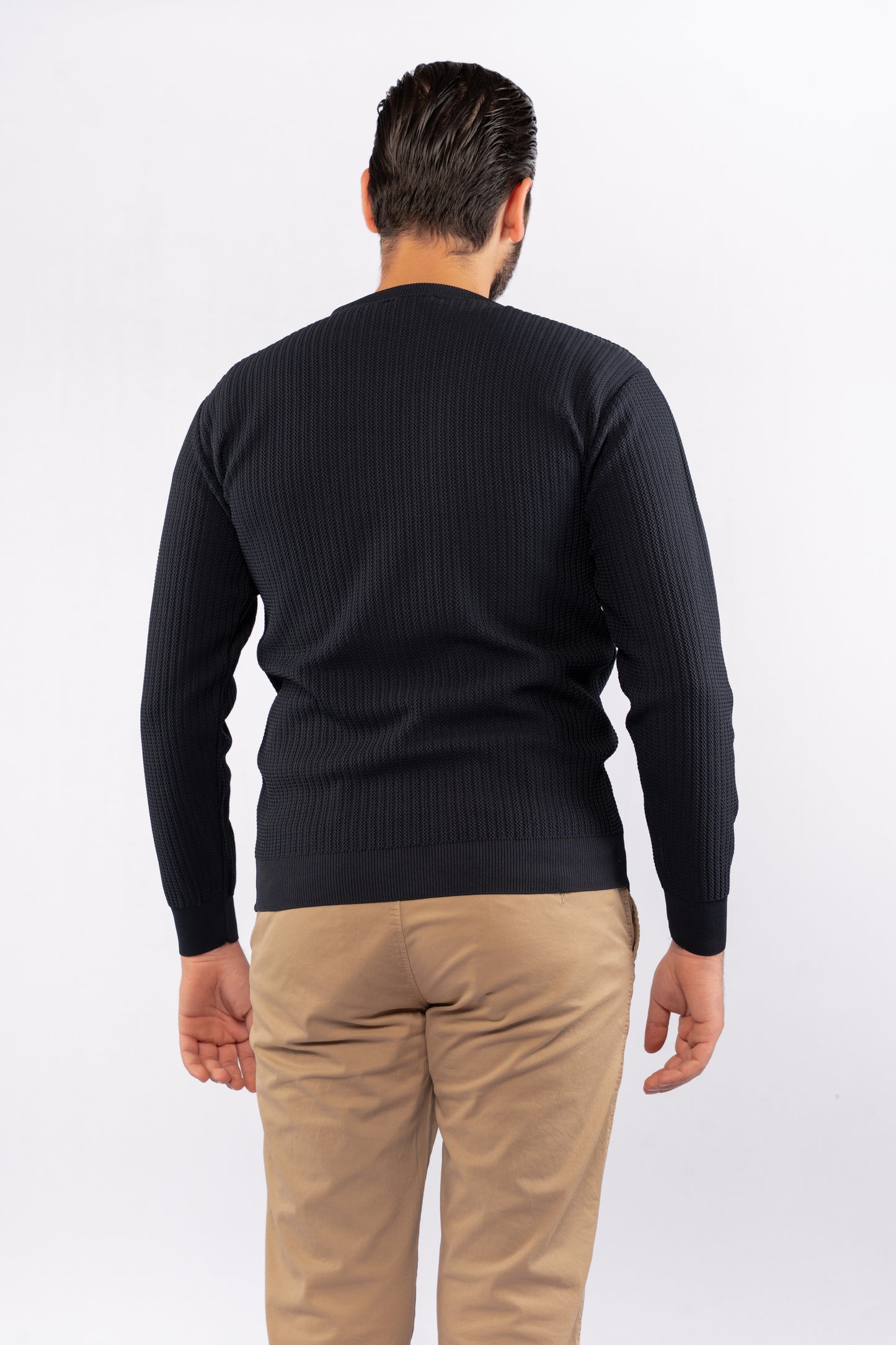 NAVY TRICOT ROUNDNECK SWEATER