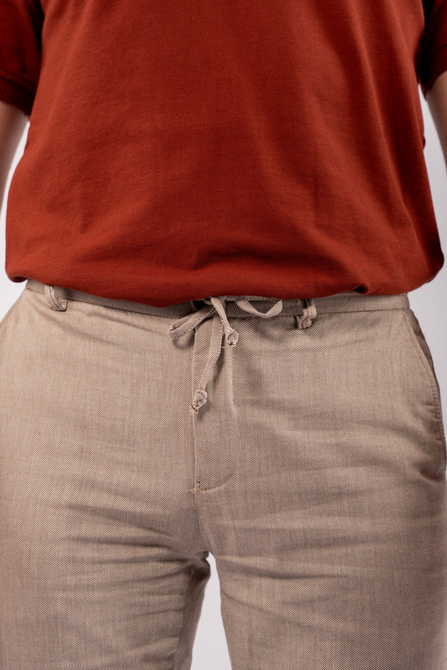 BEIGE SEMI LINEN TROUSERS