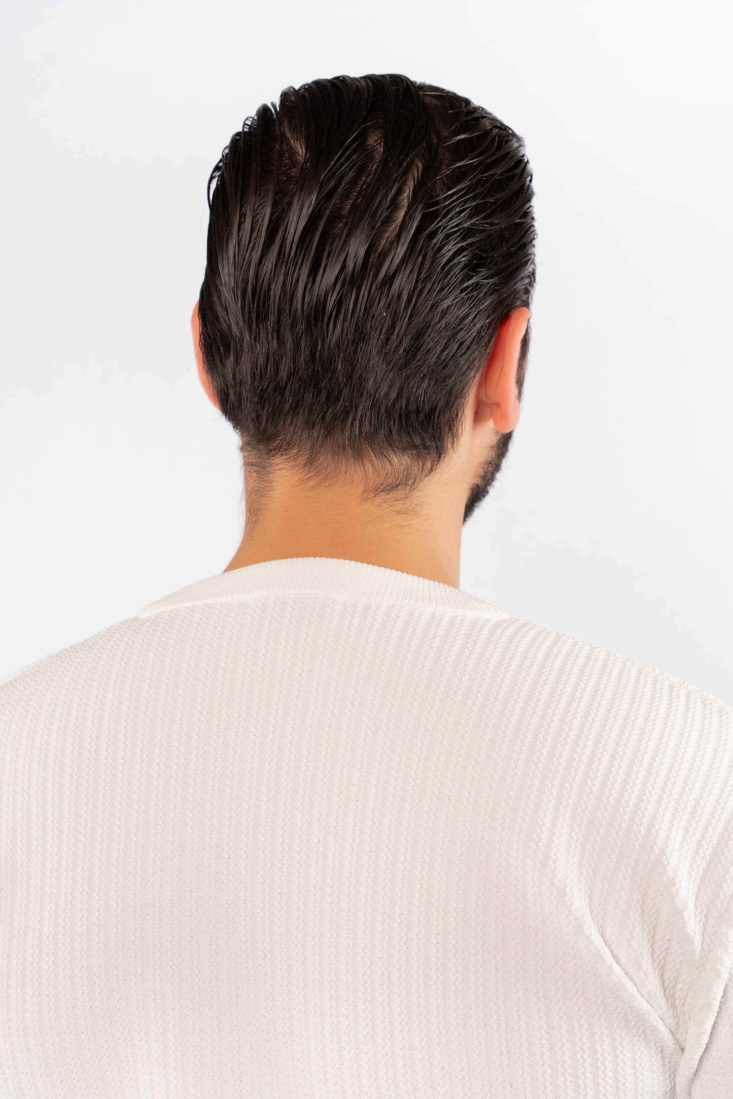 WHITE TRICOT ROUNDNECK SWEATER