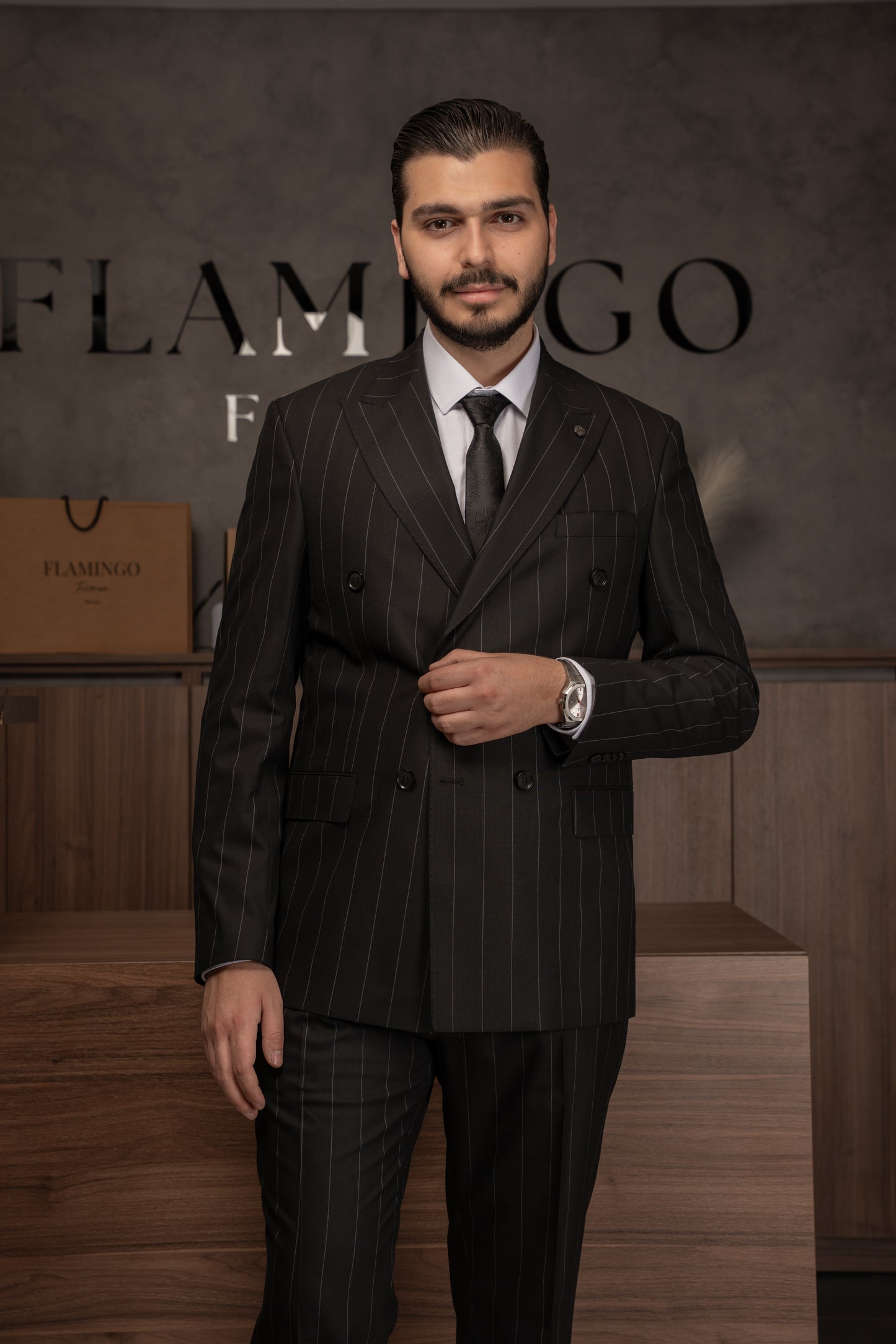 BLACK LINED DOBETTI SUIT