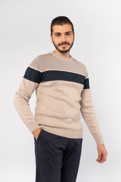 DARK BEIGE CASUAL KNITTED SWEATER