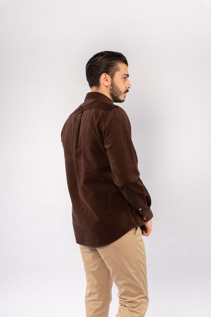 BROWN ELEGANCE VELVET SHIRT