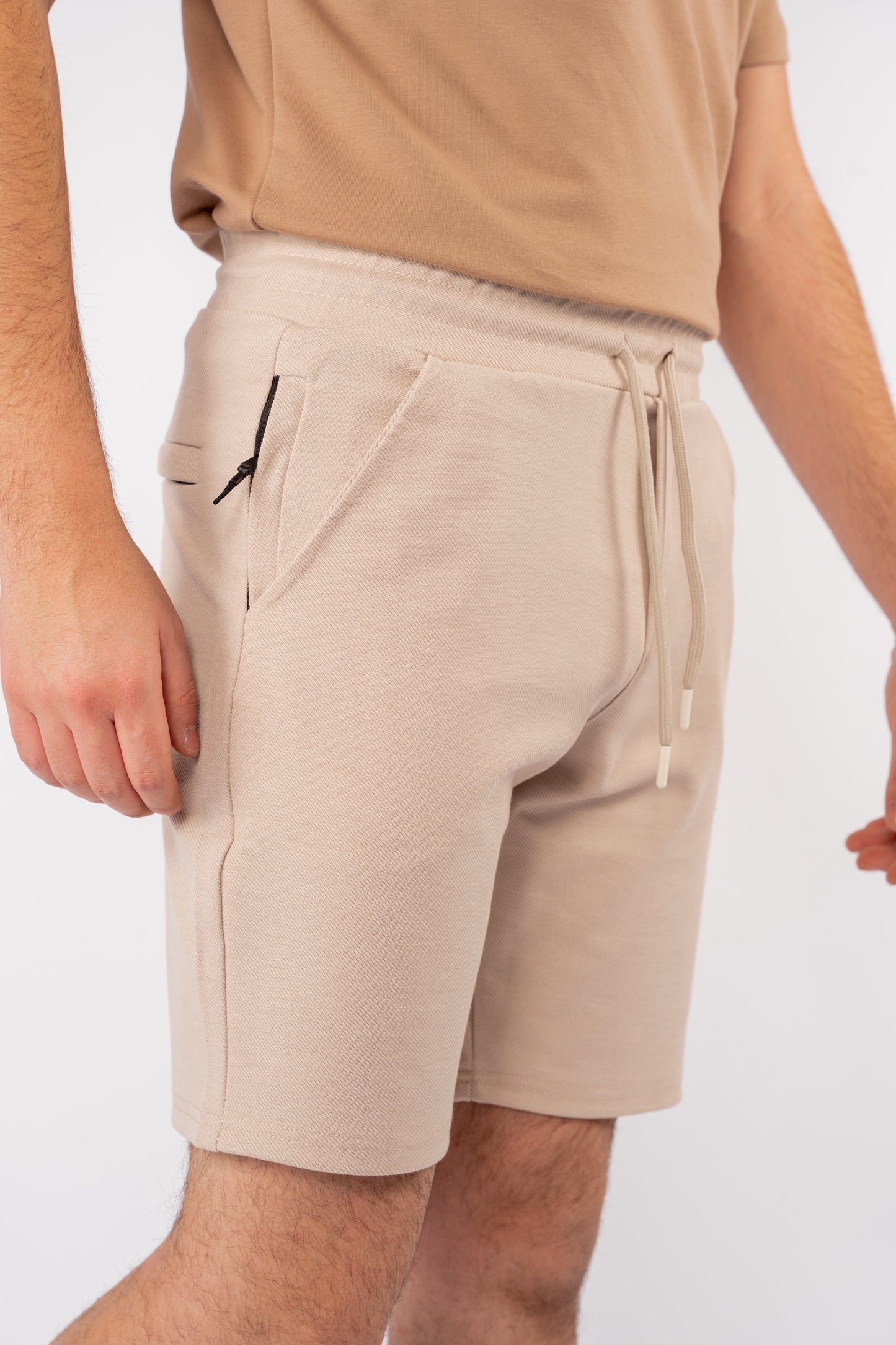 BEIGE PIQUET COTTON SHORT