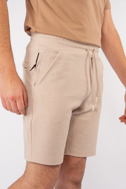 BEIGE PIQUET COTTON SHORT