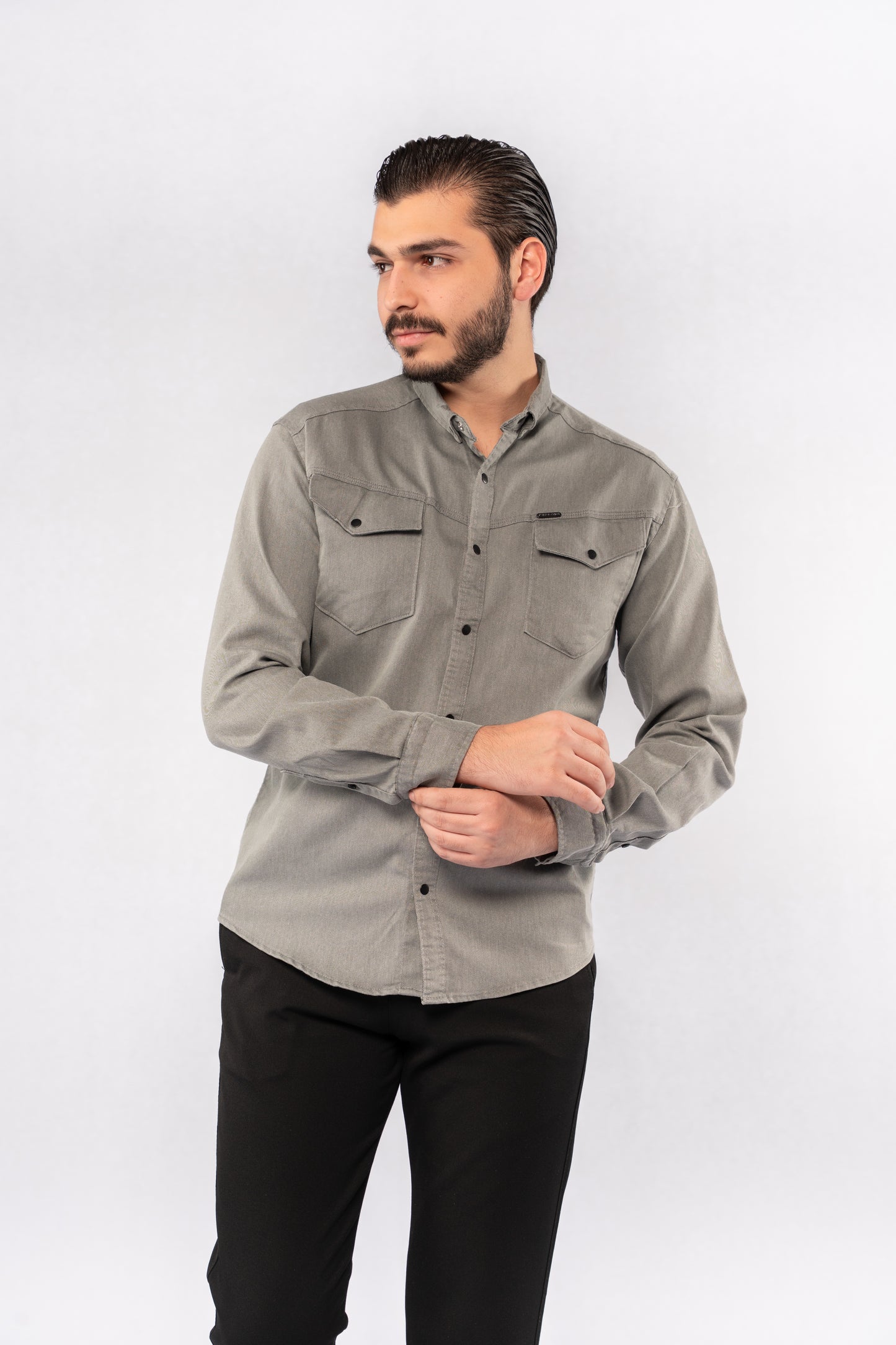 GREY RELAXED TWO POCKET SHIRT