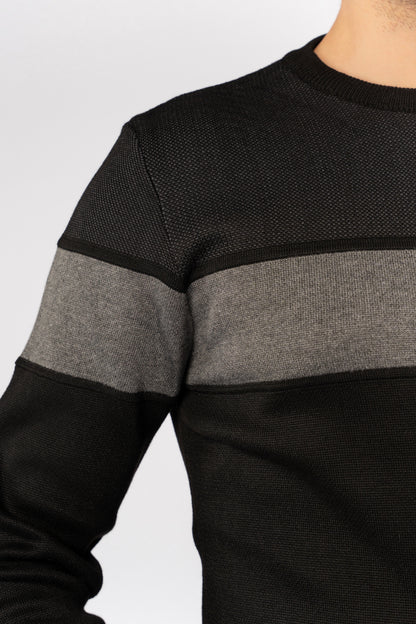 BLACK CASUAL KNITTED SWEATER