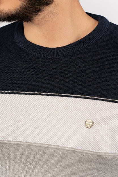 GREY TRIO COLOR SWEATER