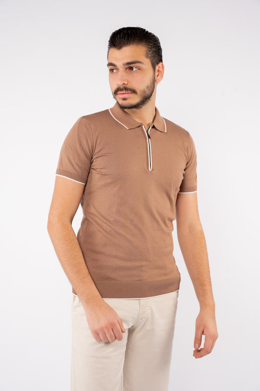 MOCHA WHITE LINE POLO