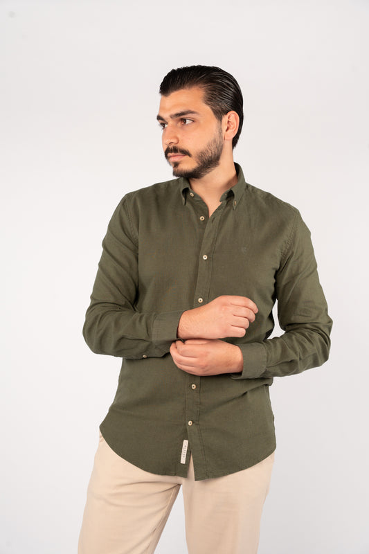 OLIVE LINEN SHIRT
