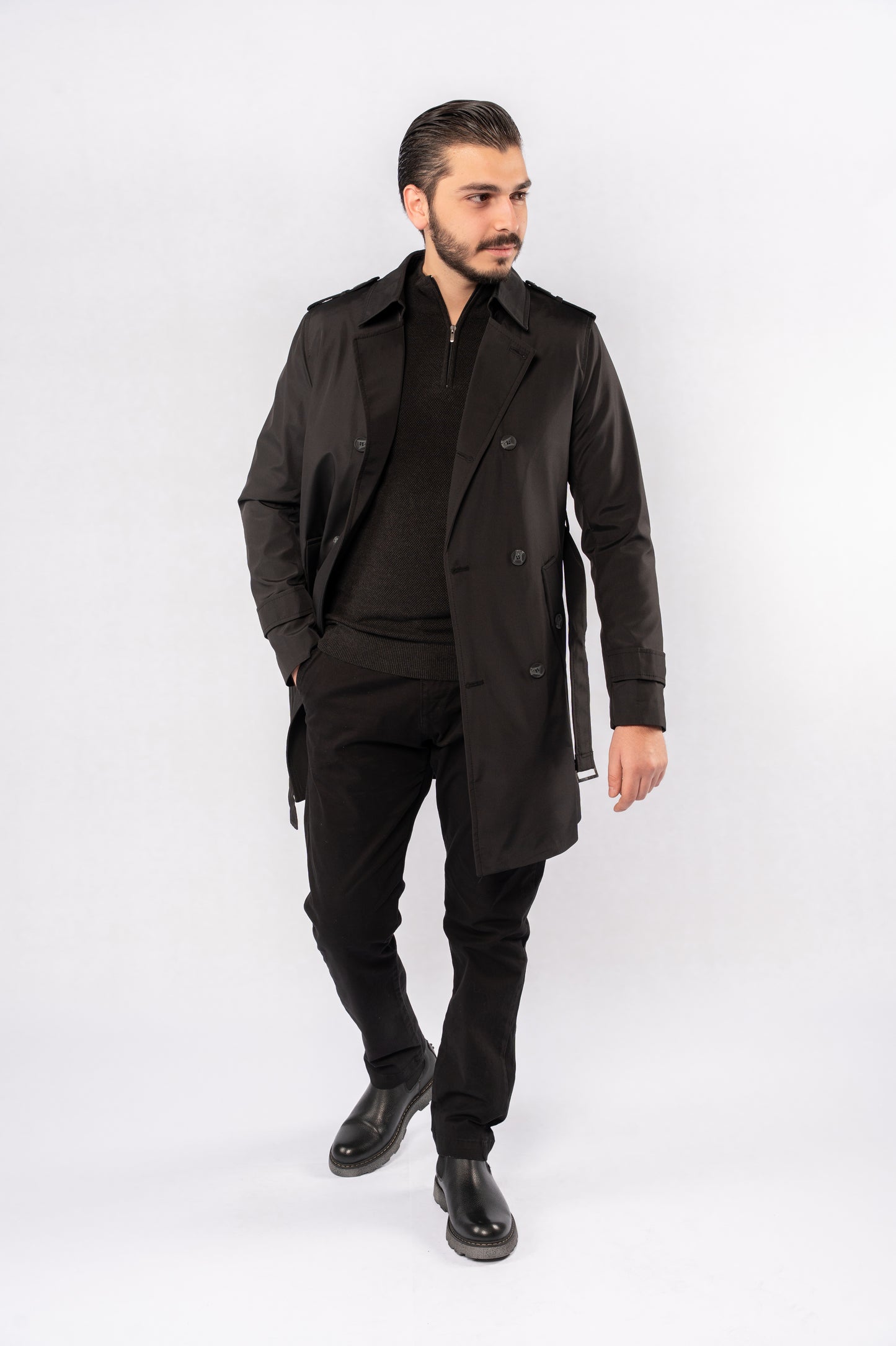 BLACK ELEGANCE TRENCH COAT