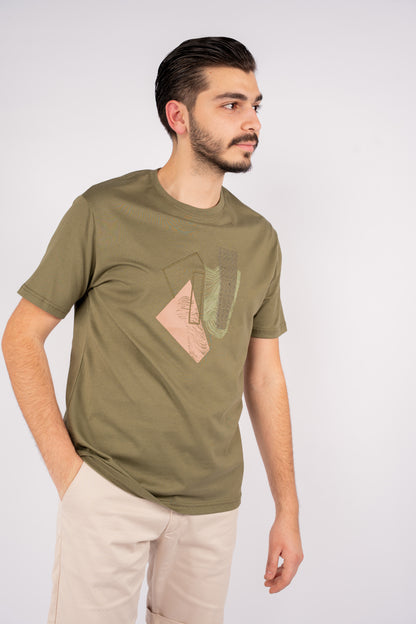 OLIVE ABSTRACT TSHIRT