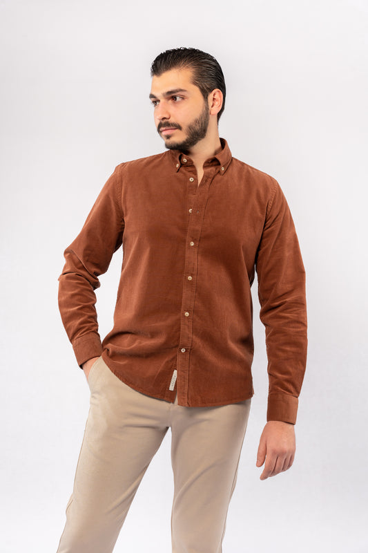 MOCHA ELEGANCE VELVET SHIRT