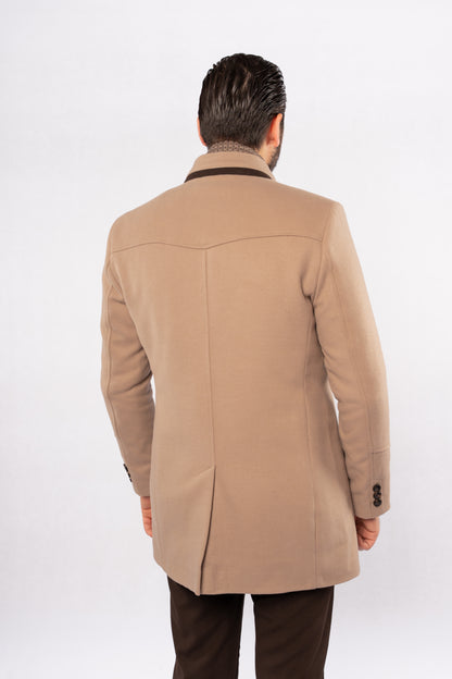 BEIGE SEMI CASUAL WOOL COAT