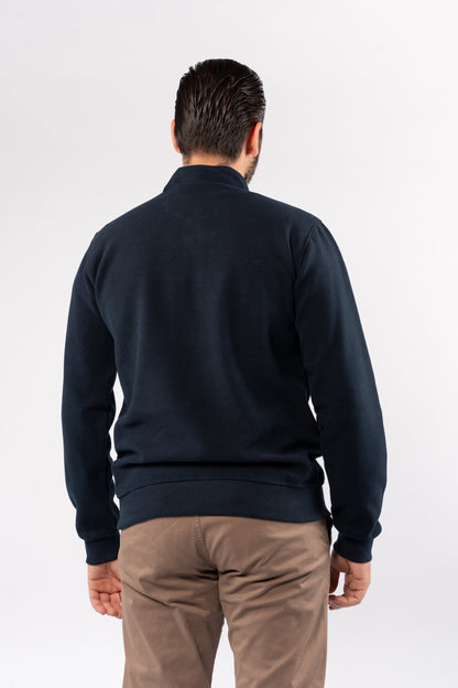 NAVY BUTTON POLO SWEATER