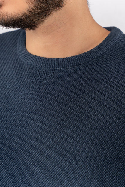 INDEGO ROUND NECK PIQUET SWEATER