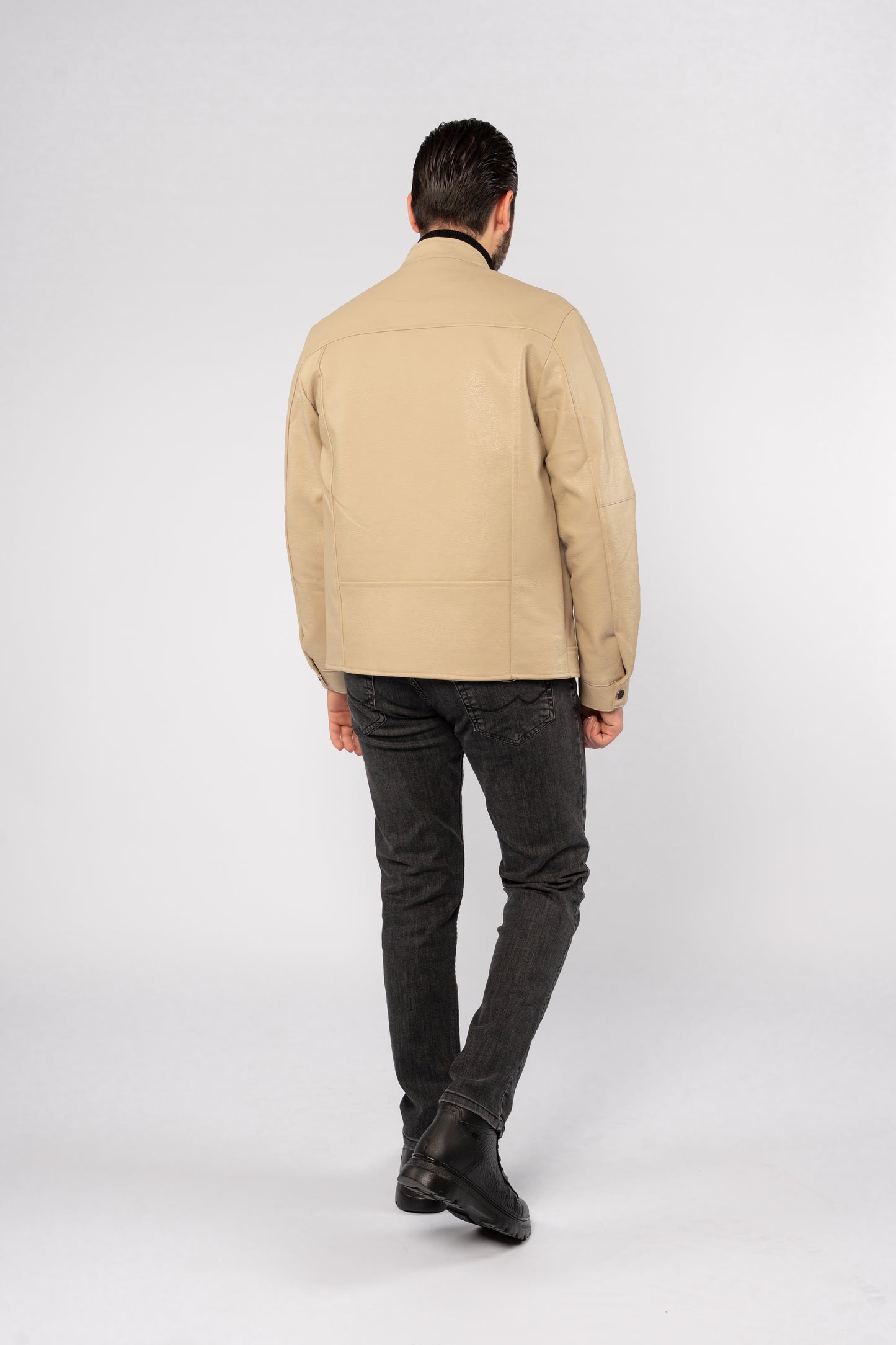BEIGE TIMELESS LEATHER JACKET