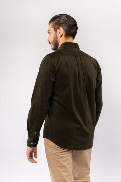 OLIVE ELEGANCE VELVET SHIRT