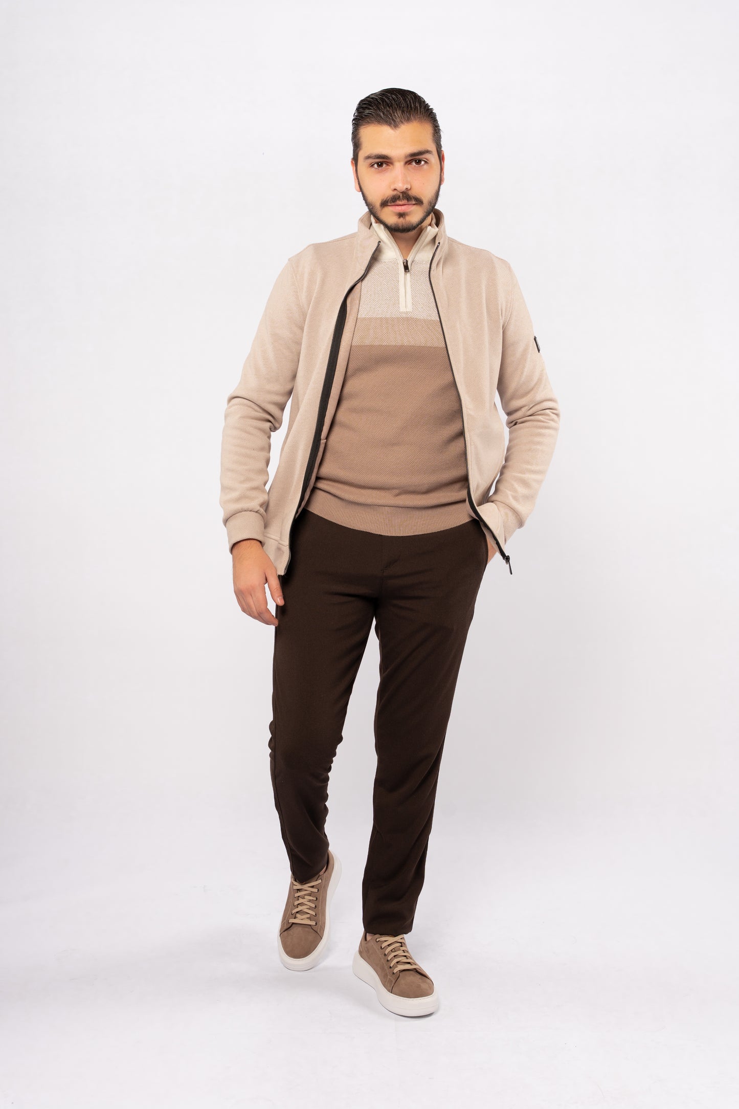 BEIGE SELANIK ZIPPER JACKET