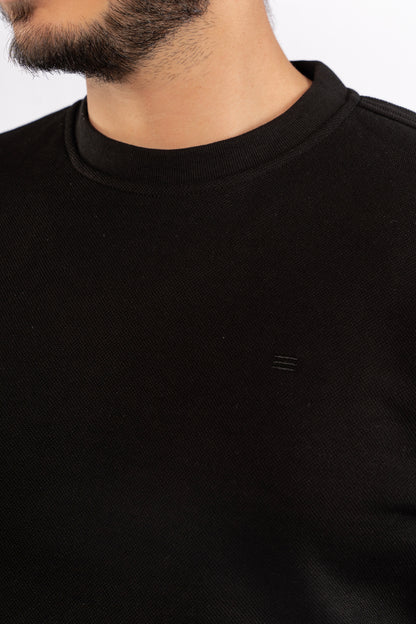 BLACK ELEGANCE PIQUET SWEATER