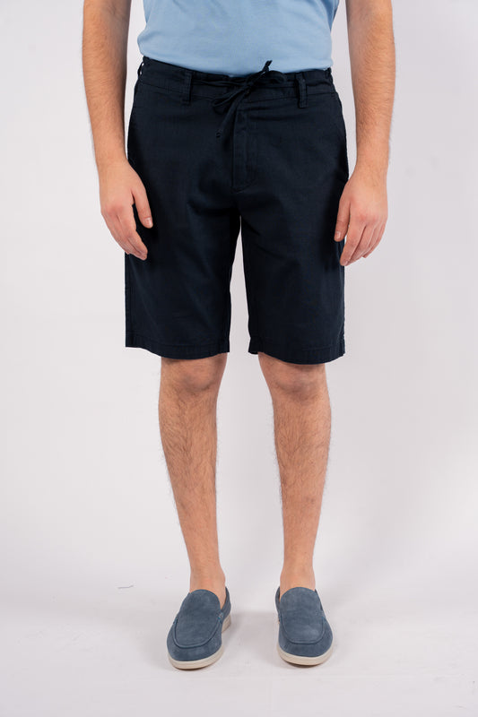 NAVY LINEN SHORT