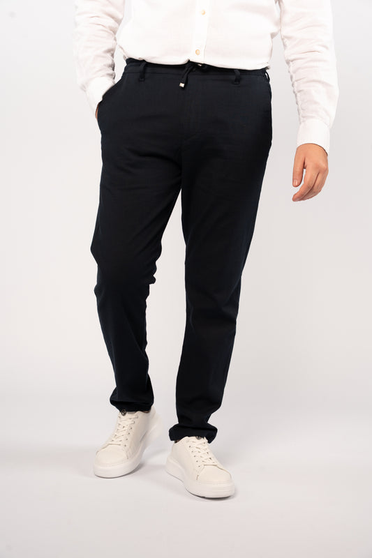 NAVY LINEN TROUSERS