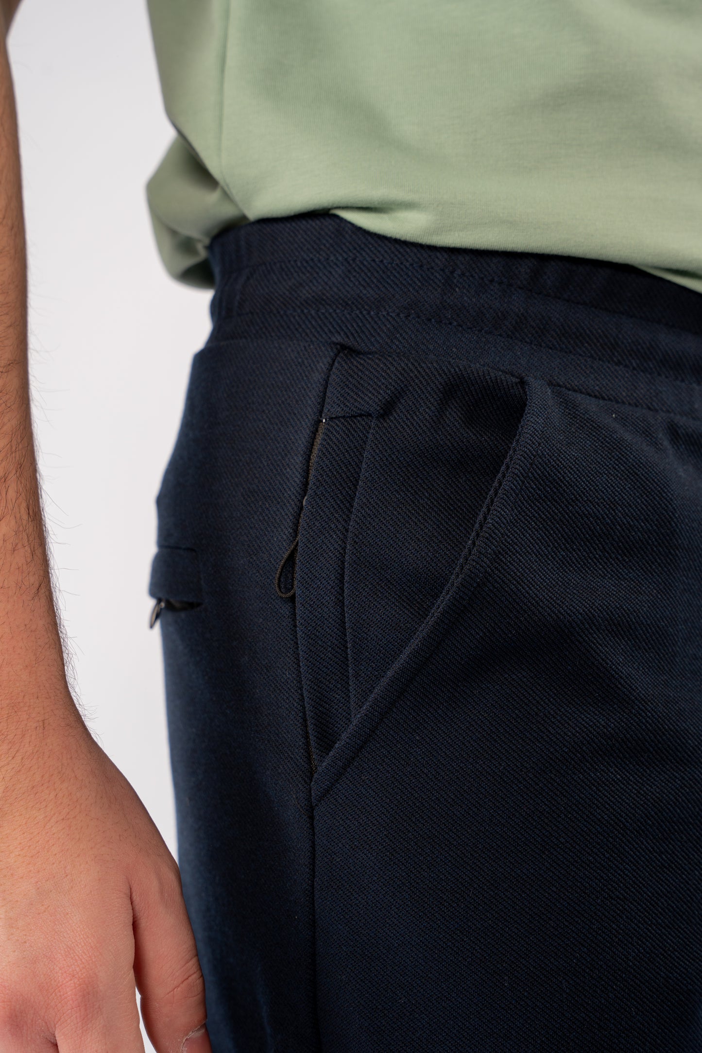 NAVY PIQUET COTTON SHORT