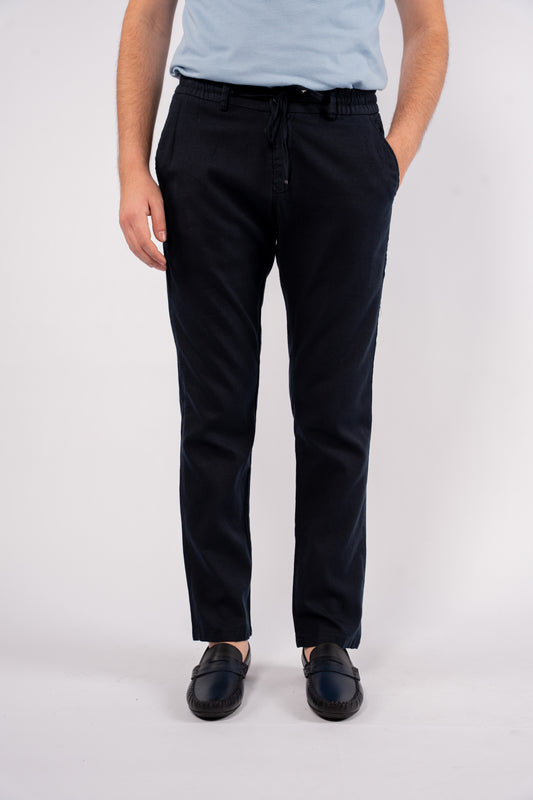 NAVY LINEN TROUSERS