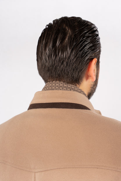 BEIGE SEMI CASUAL WOOL COAT