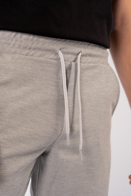GREY PIQUET COTTON SHORT