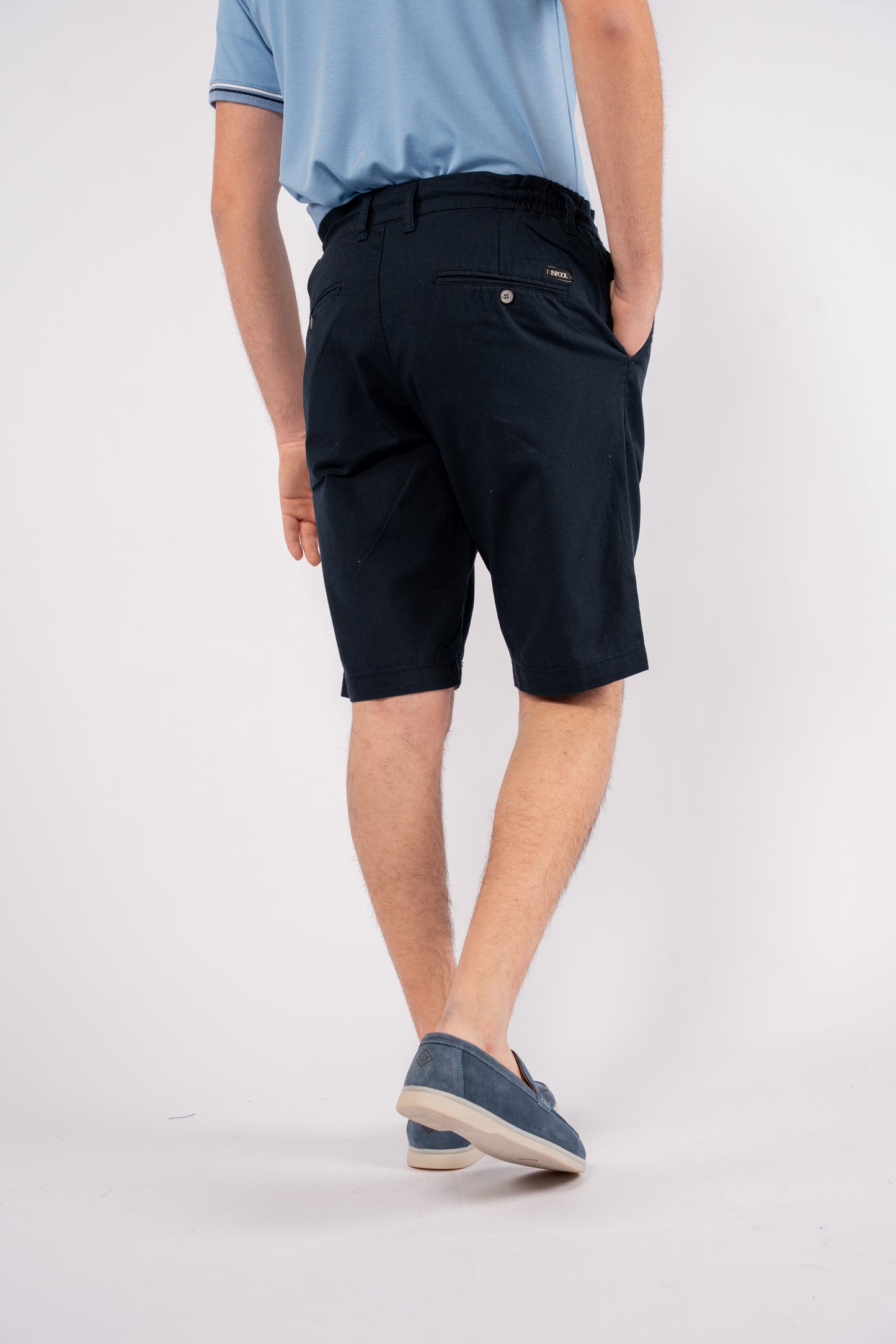 NAVY LINEN SHORT