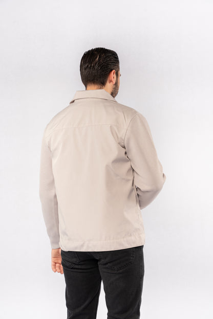 LIGHT BEIGE CASUAL QUILTED JACKET