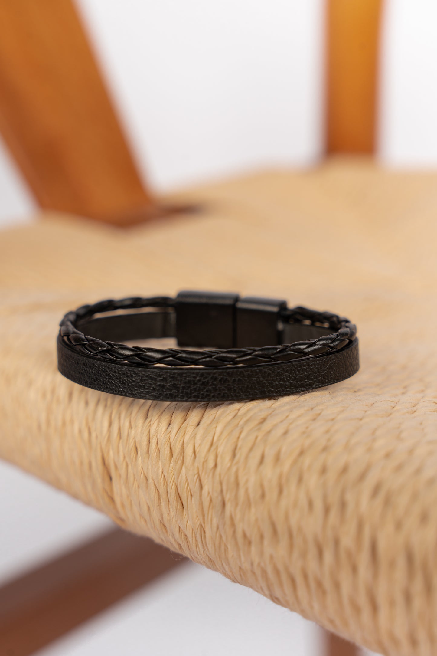 BLACK DUO-CORD TEXTURED  BRACELET