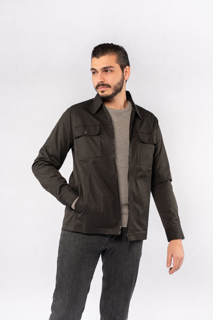 GREY ROUND NECK PIQUET SWEATER