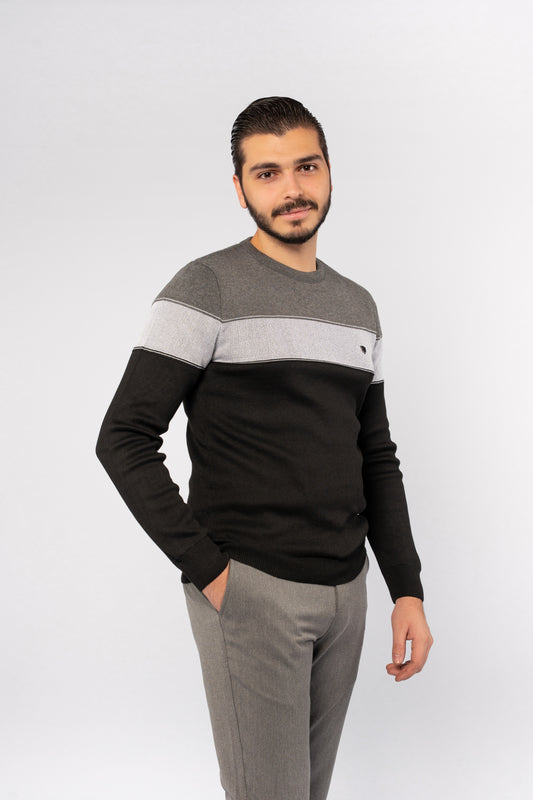 BLACK TRIO COLOR SWEATER