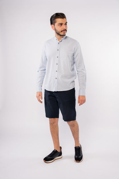 BLUE CHINESE LINEN SHIRT