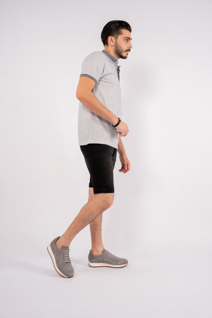 GREY PIQUET POLO