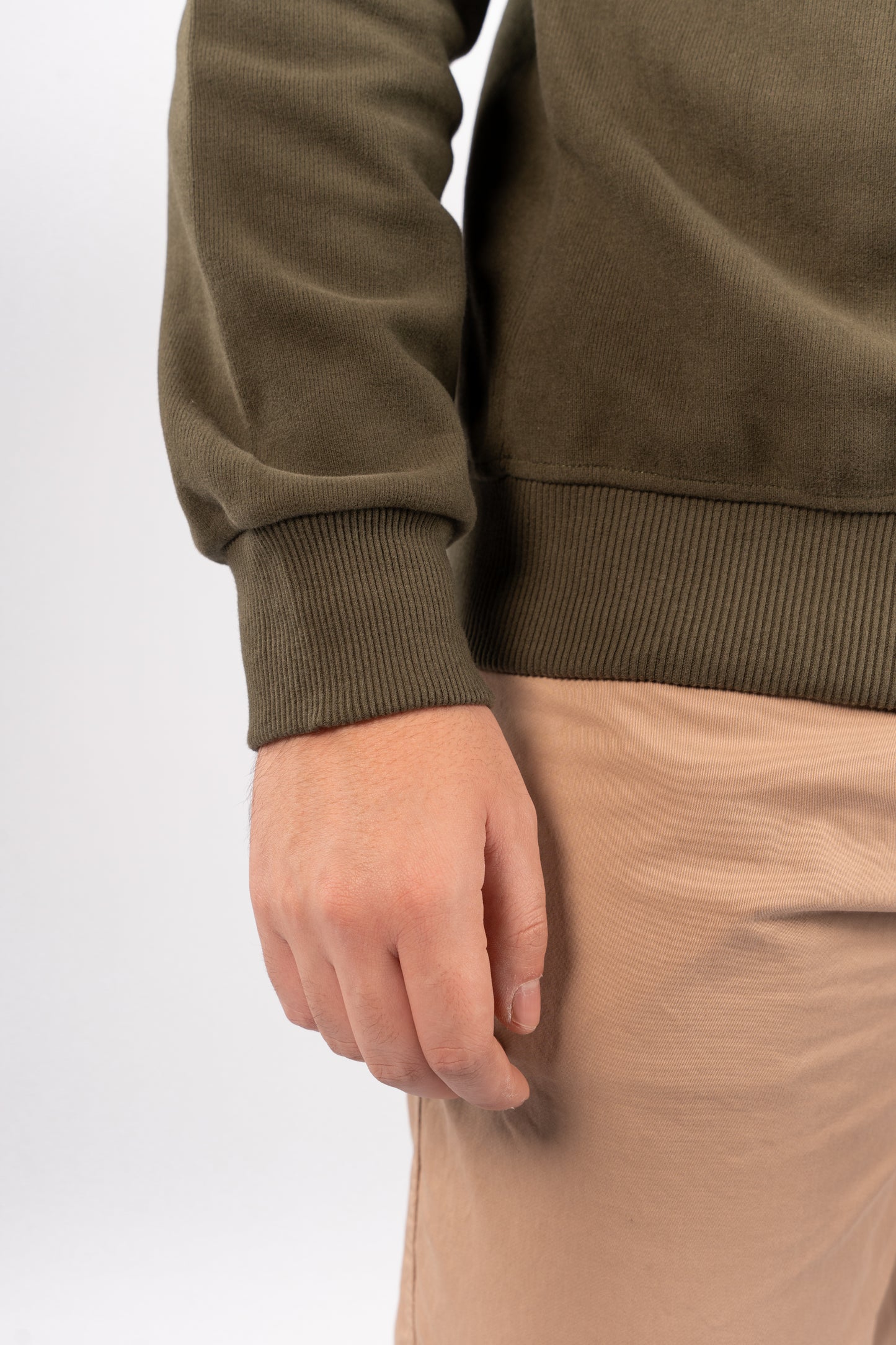 OLIVE BUTTON POLO SWEATER