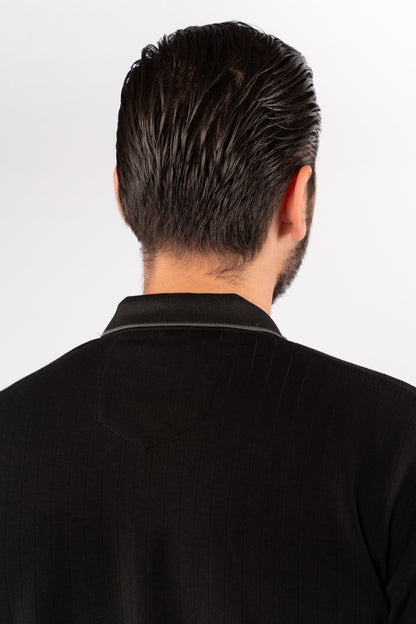 BLACK POLO ZIPPER SWEATER