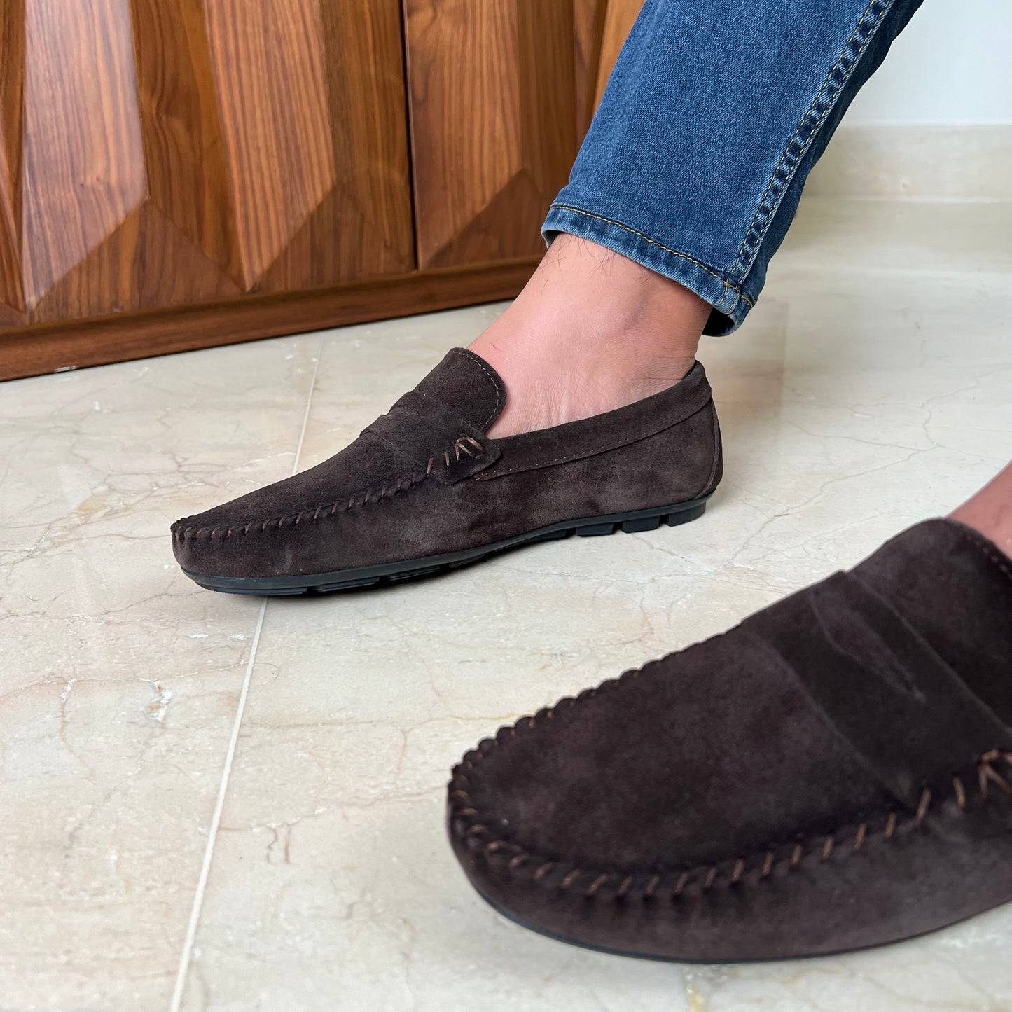 Brown Suede Penny Moccasin