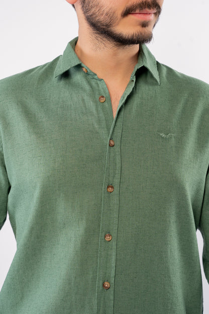 DARK GREEN LINEN SHIRT