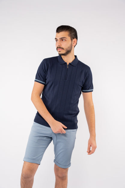 LINED NAVY ZIPPER POLO