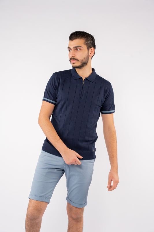 LINED NAVY ZIPPER POLO
