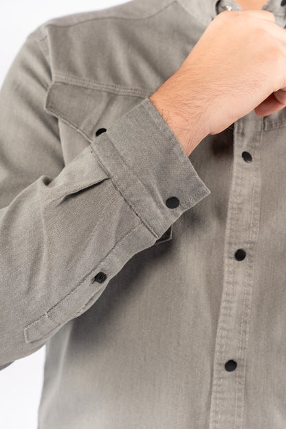 GREY RELAXED TWO POCKET SHIRT
