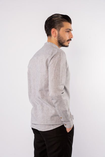 GREY CHINESE LINEN SHIRT