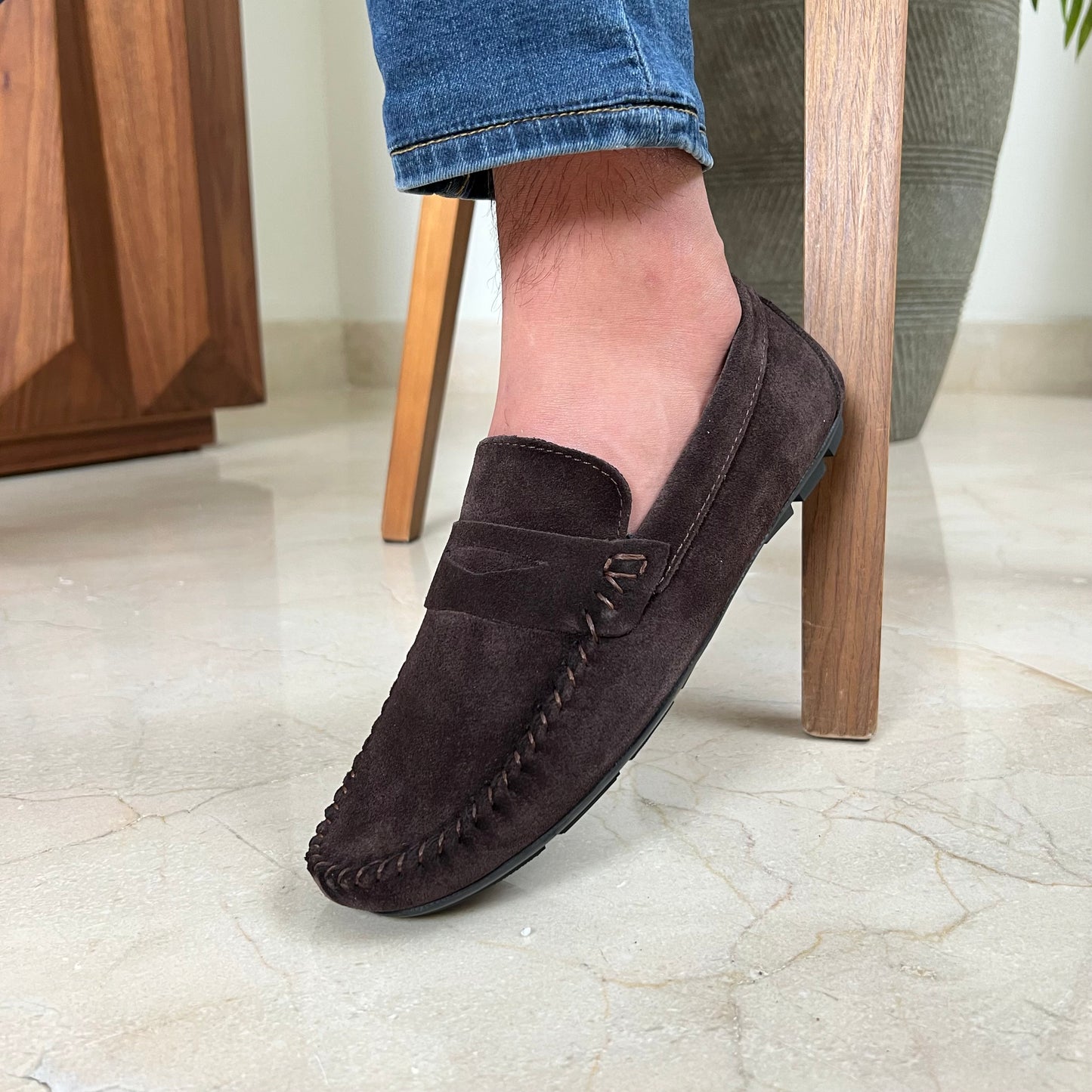 Brown Suede Penny Moccasin