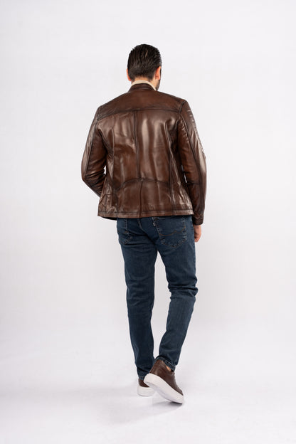 BROWN GENUINE LEATHER JACKET