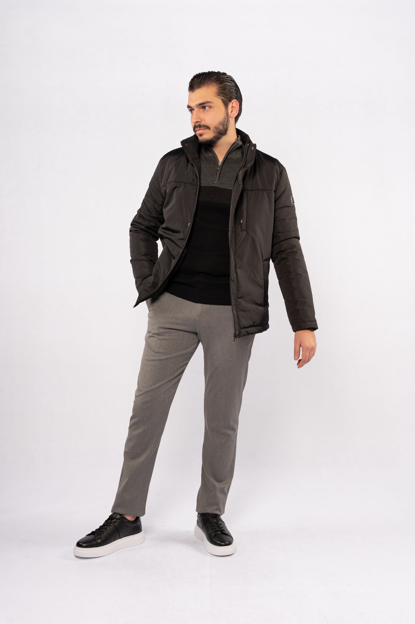 BLACK QUILTED JACKET