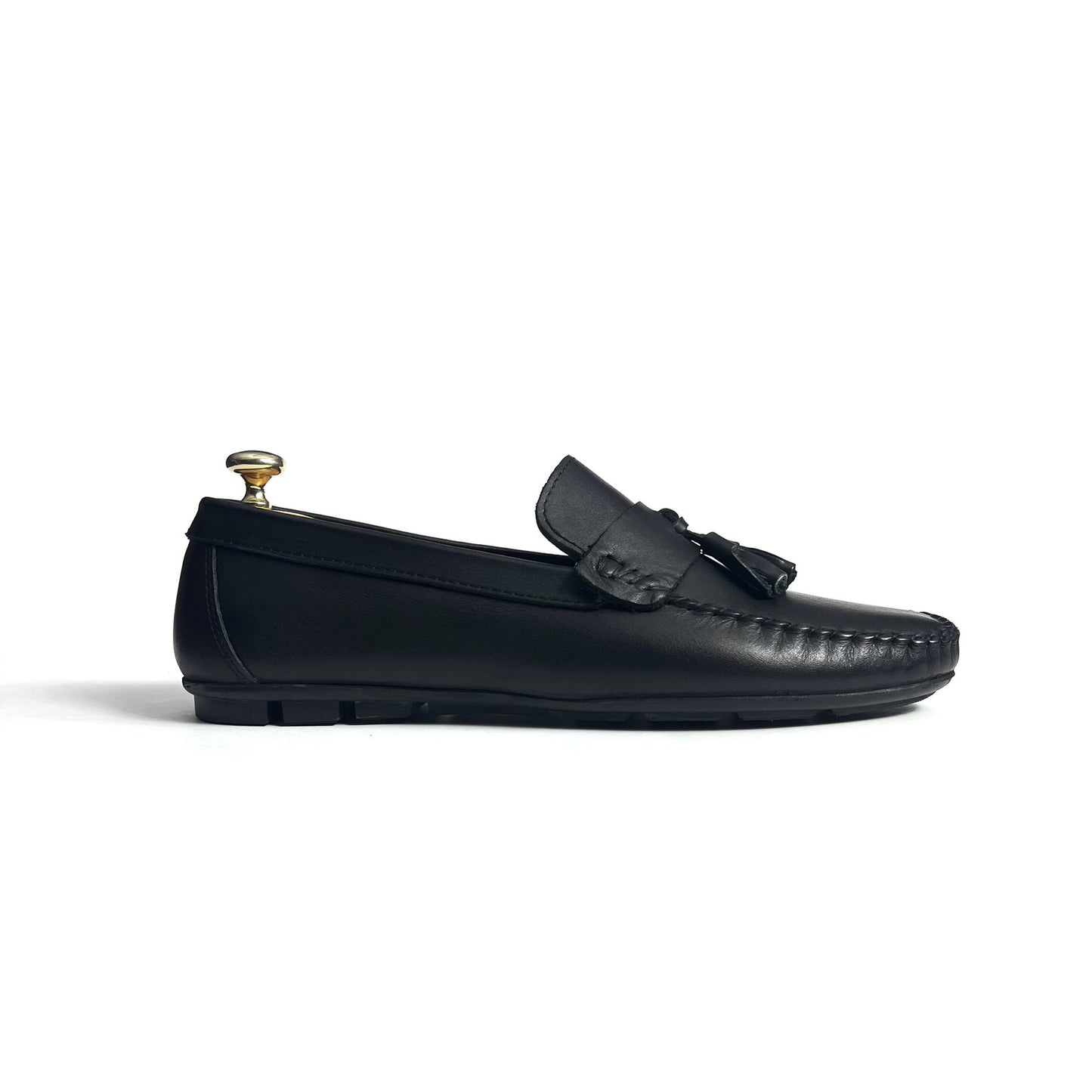 Black leather Tassels Moccasin