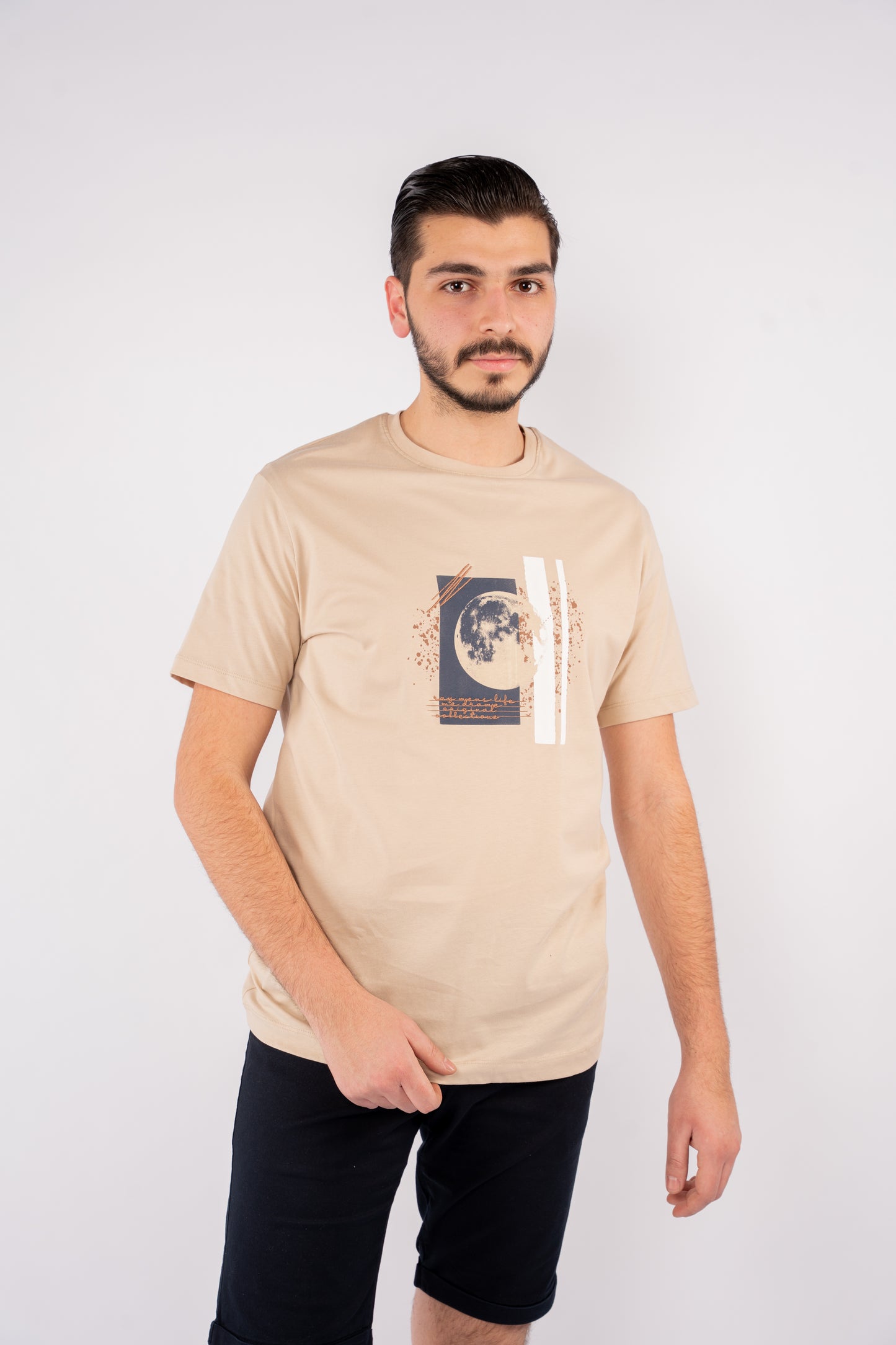 BEIGE MOON ABSTRACT TSHIRT